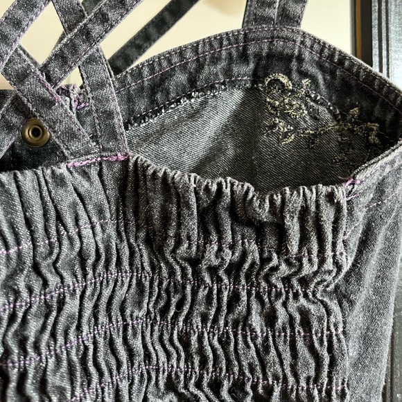 SOLD / Unique Embroidered Button Front Denim Tank Top Small - Picture 5 of 5